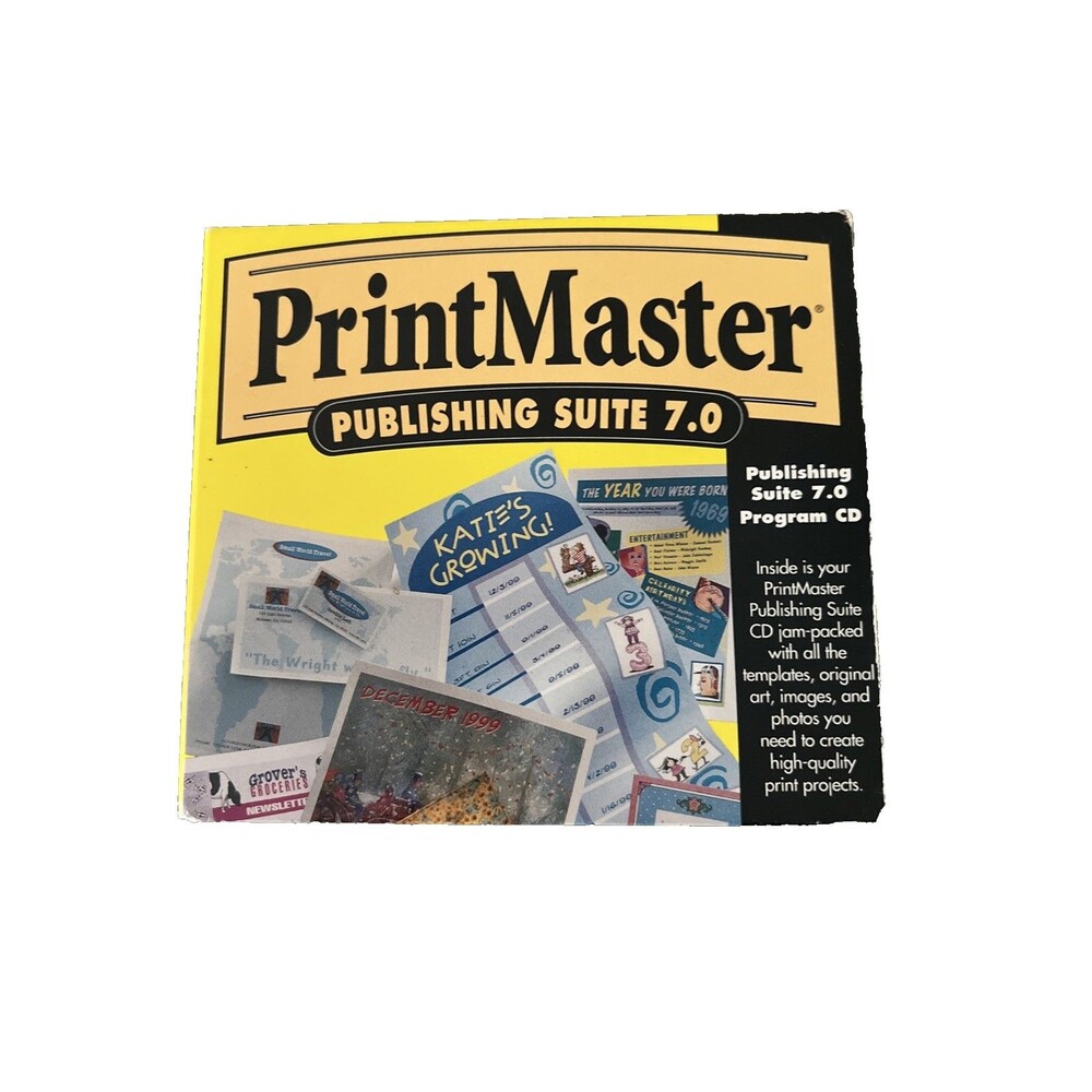 PrintMaster Publishing Suite 7.0 PC Cd Rom -Windows 95,98,or NT 4.0 or later